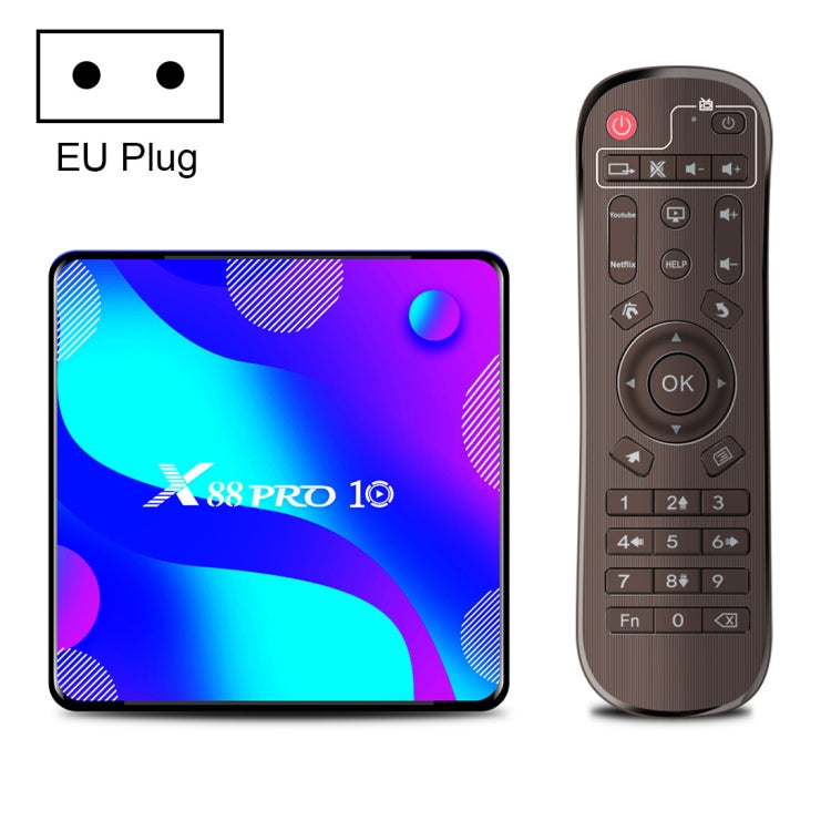 X88 Pro 10 4K Ultra HD Android TV Box with Remote Controller, Android 10.0, RK3318 Quad-Core 64bit Cortex-A53, 2GB+16GB, Support Bluetooth / Dual-Band WiFi / TF Card / USB / AV / Ethernet My Store