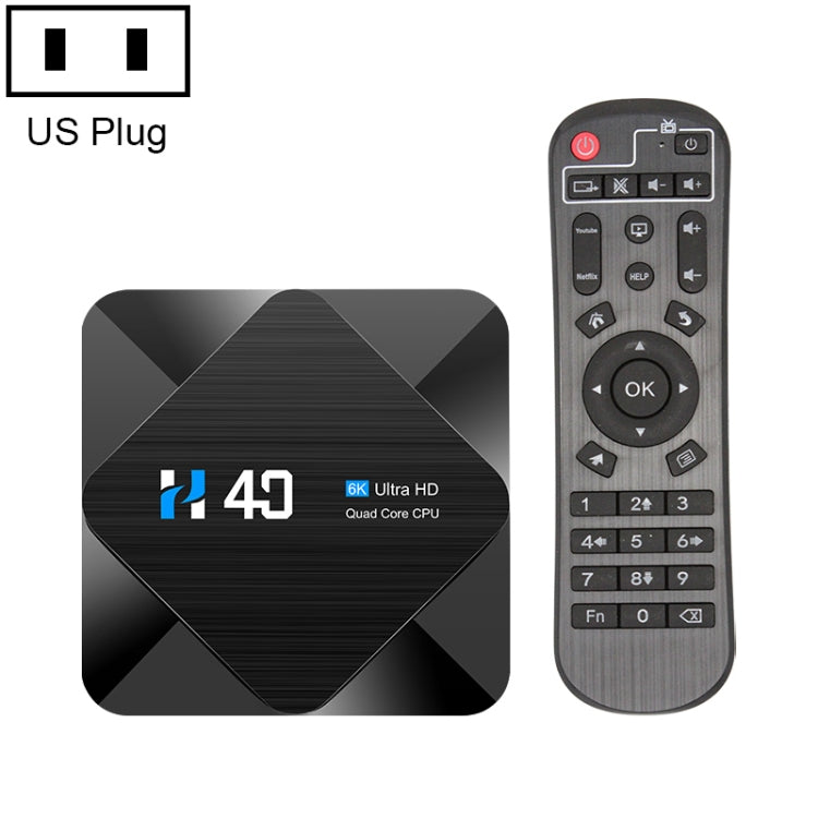 H40 4K Ultra HD Smart TV BOX Android 10.0 Media Player with Remote Control, Quad-core, RAM: 4GB, ROM: 32GB My Store