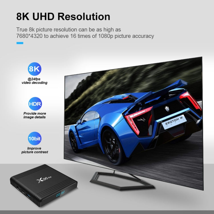 X96 Air 8K Smart TV BOX Android 9.0 Media Player with Remote Control, Quad-core Amlogic S905X3, RAM: 4GB, ROM: 64GB, Dual Band WiFi, Bluetooth, AU Plug My Store