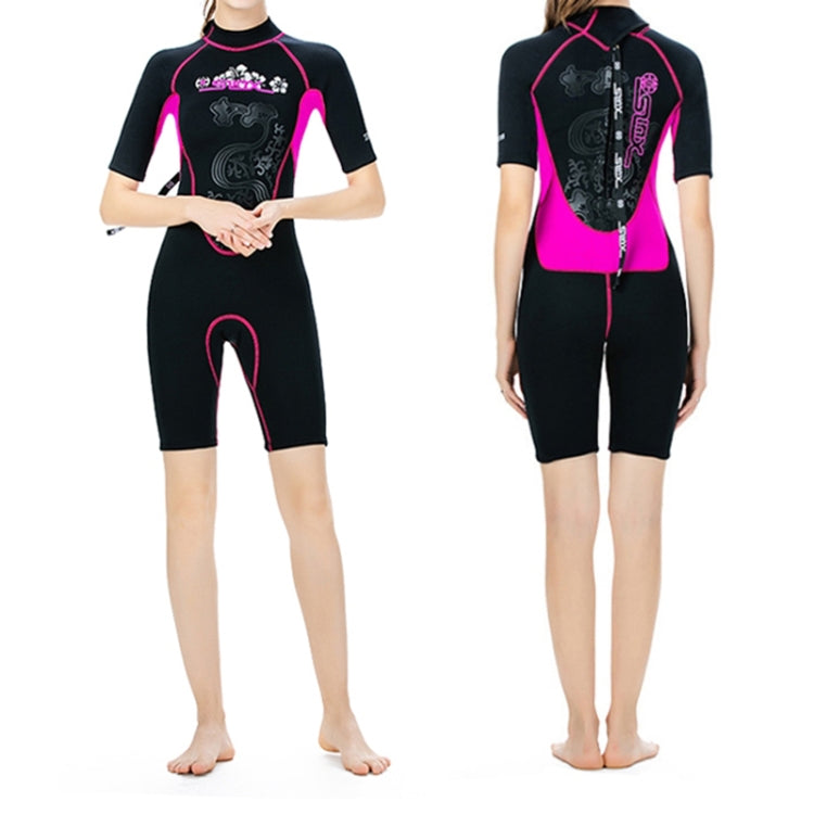 SLINX 1104 3mm Neoprene Super Elastic Wear-resistant Warm U-splicing Wet Short-sleeved One-piece Wetsuit for Women