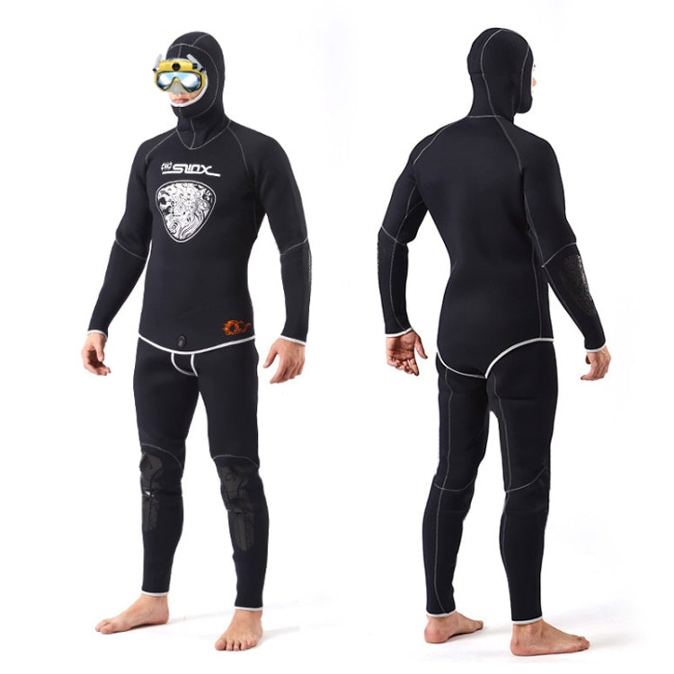 SLINX 1301 2 in 1 5mm Neoprene Super Elastic Wear-resistant Warm Long-sleeved Split Diving Wetsuit Set for Men, with Hood