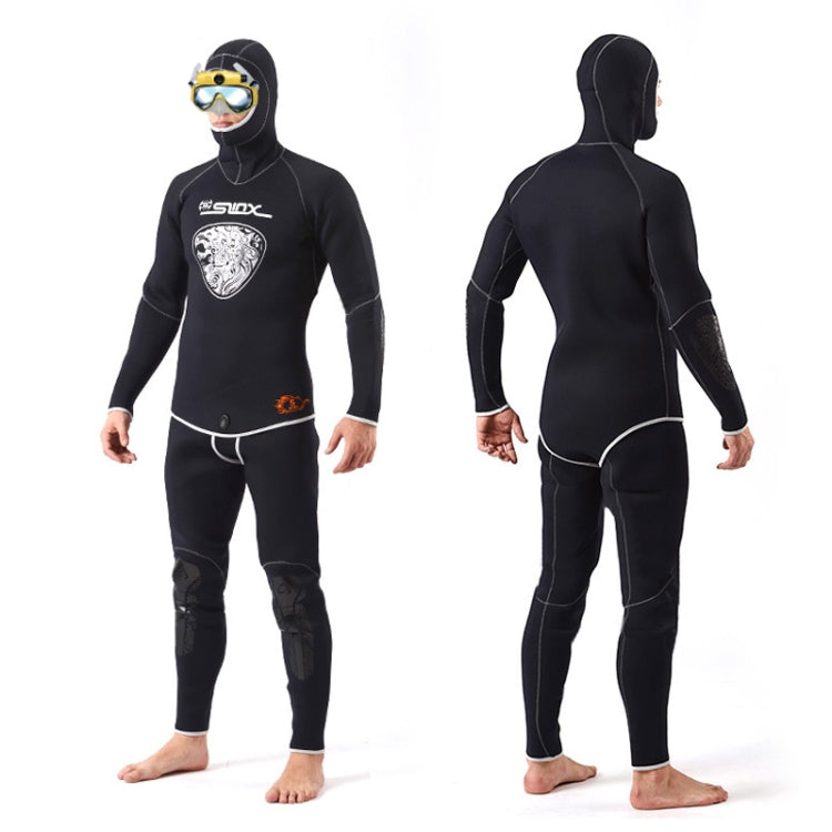 SLINX 1301 2 in 1 5mm Neoprene Super Elastic Wear-resistant Warm Long-sleeved Split Diving Wetsuit Set for Men, with Hood