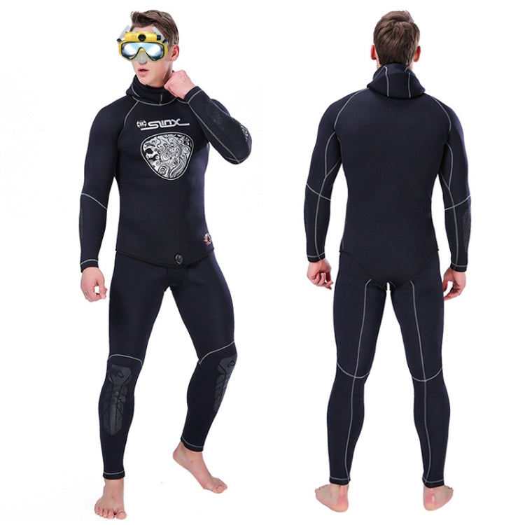 SLINX 1301 2 in 1 5mm Neoprene Super Elastic Wear-resistant Warm Long-sleeved Split Diving Wetsuit Set for Men, with Hood