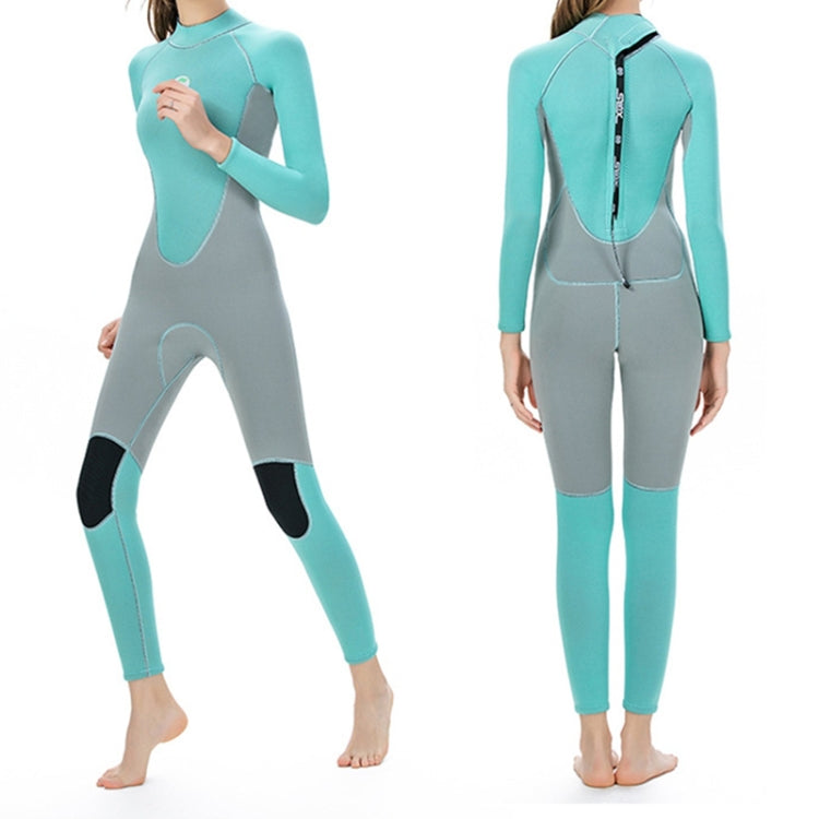 SLINX 1710 3mm Neoprene Super Elastic Wear-resistant Warm Contrast Long-sleeved One-piece Diving Wetsuit for Women