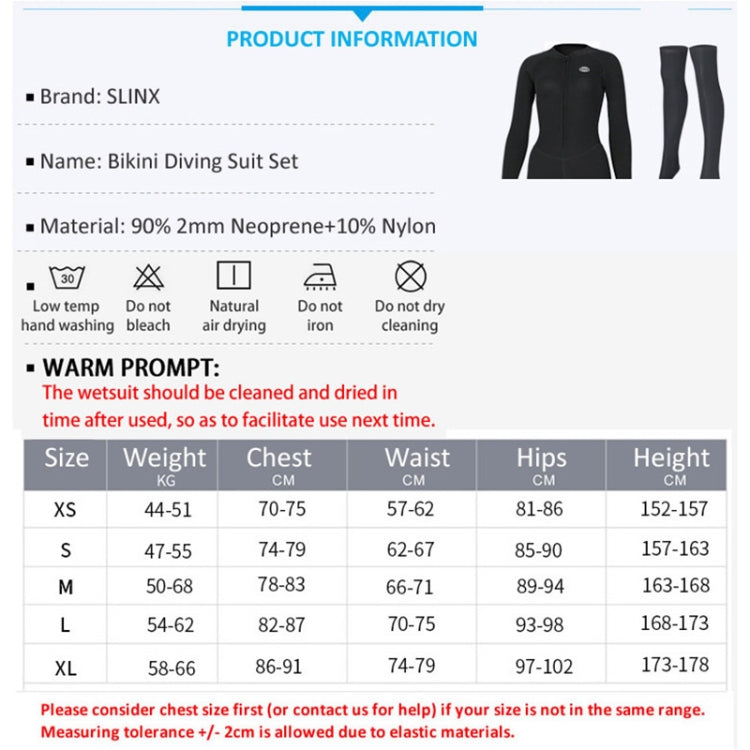 SLINX 1832 2 in 1 2mm Neoprene Super Elastic Warm One-piece Bikini Quick-drying Wetsuit for Women, with Warm Diving Stocking My Store