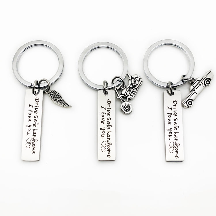 Creative Drive Safe Handsome Words Stainless Steel Keychain Key Rings