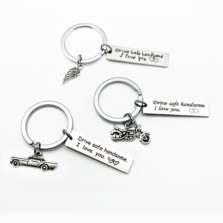 Creative Drive Safe Handsome Words Stainless Steel Keychain Key Rings