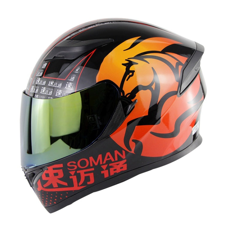 Soman SM-960 Motorcycle Electromobile Full Face Helmet Double Lens Protective Helmet