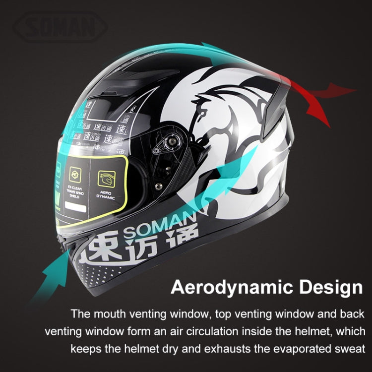 Soman SM-960 Motorcycle Electromobile Full Face Helmet Double Lens Protective Helmet