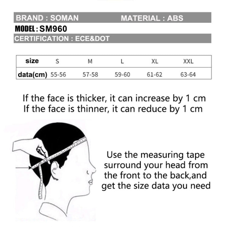 Soman SM-960 Motorcycle Electromobile Full Face Helmet Double Lens Protective Helmet