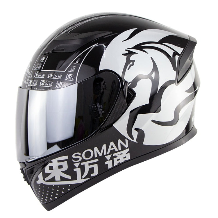 Soman SM-960 Motorcycle Electromobile Full Face Helmet Double Lens Protective Helmet