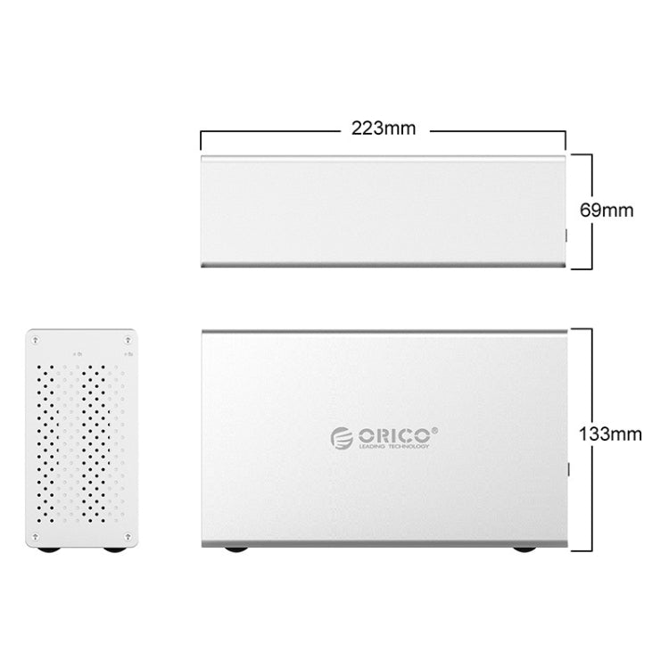 ORICO Honeycomb Series WS200C3 SATA 3.5 inch 20TB USB 3.1 USB-C / Type-C Dual Bay Aluminum Alloy HDD / SSD Enclosure