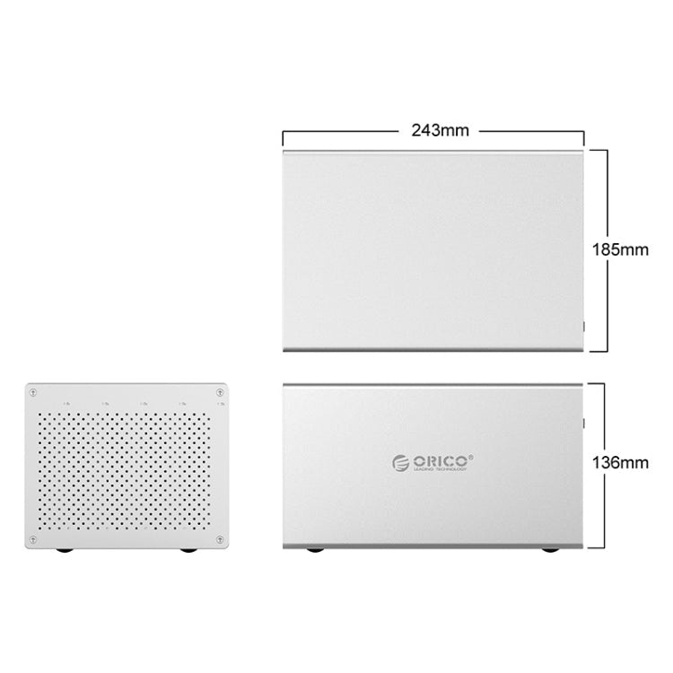 ORICO Honeycomb Series WS500RC3 SATA 3.5 inch 50TB USB-C / Type-C 5 Bays Aluminum Alloy HDD / SSD Enclosure with Raid