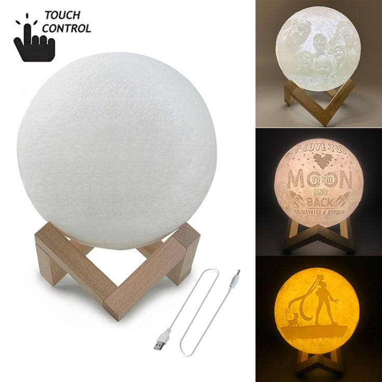 Customized Touch Switch 3-color 3D Print Moon Lamp USB Charging Energy-saving LED Night Light with Wooden Holder Base My Store