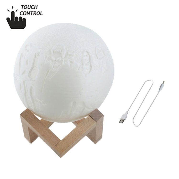 Customized Touch Switch 3-color 3D Print Moon Lamp USB Charging Energy-saving LED Night Light with Wooden Holder Base My Store