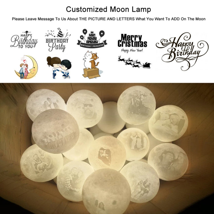 Customized Touch Switch 3-color 3D Print Moon Lamp USB Charging Energy-saving LED Night Light with Wooden Holder Base My Store