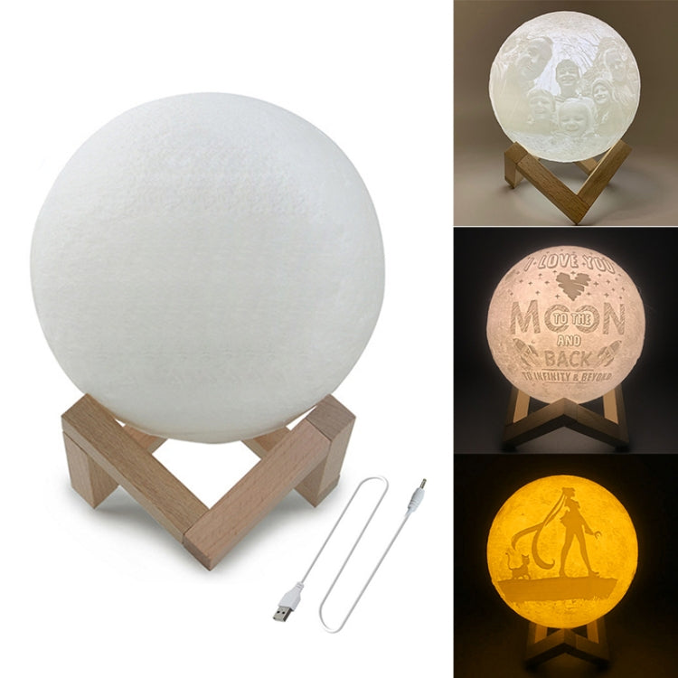 Customized Patted 3-color 3D Print Moon Lamp USB Charging Energy-saving LED Night Light with Wooden Holder Base My Store