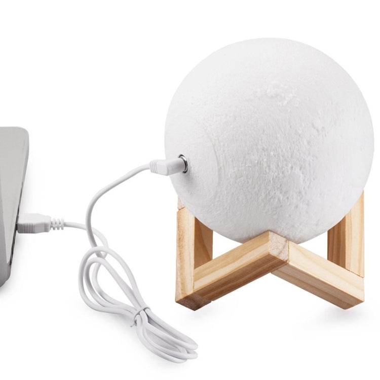 Customized Patted 3-color 3D Print Moon Lamp USB Charging Energy-saving LED Night Light with Wooden Holder Base My Store