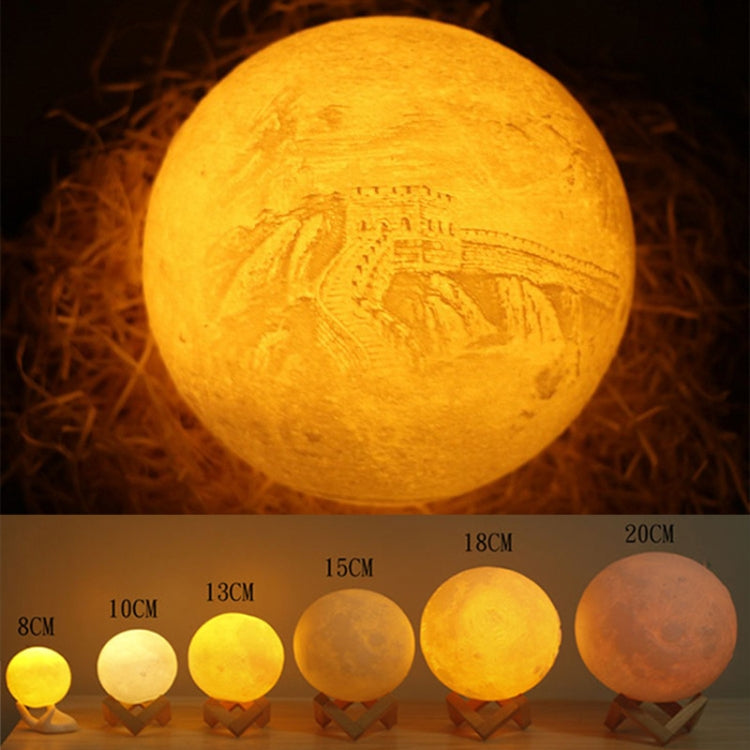 Customized Patted 3-color 3D Print Moon Lamp USB Charging Energy-saving LED Night Light with Wooden Holder Base My Store