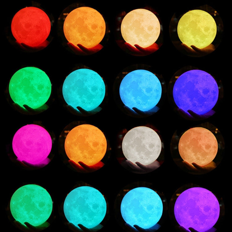 Customized 16-colors 3D Print Moon Lamp USB Charging Energy-saving LED Night Light with Remote Control & Wooden Holder Base My Store