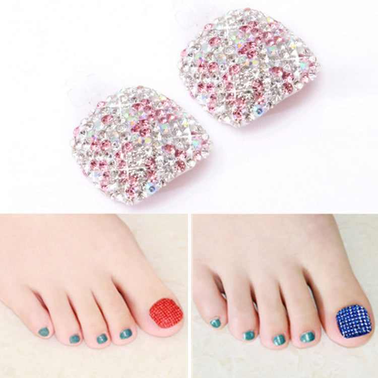 2 PCS Crystal Fake Nail Art Tips Rhinestone Full Cover Toenails Decals Stickers, Series 1-Reluova