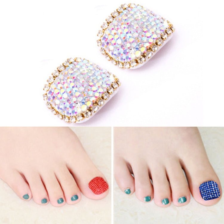 2 PCS Crystal Fake Nail Art Tips Rhinestone Full Cover Toenails Decals Stickers, Series 1-Reluova