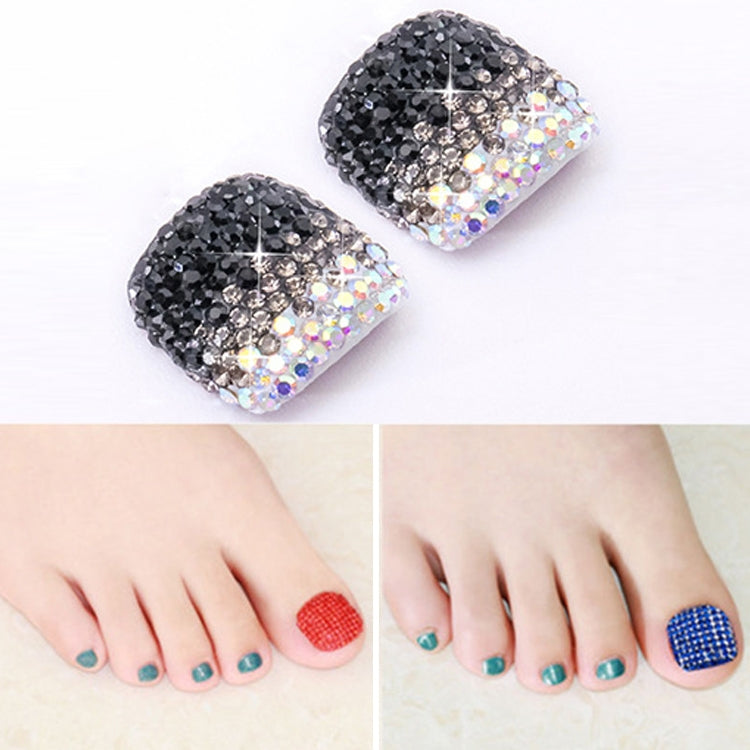 2 PCS Crystal Fake Nail Art Tips Rhinestone Full Cover Toenails Decals Stickers, Series 1-Reluova