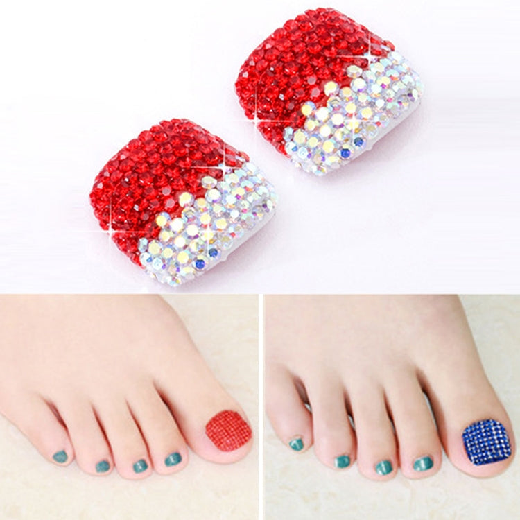 2 PCS Crystal Fake Nail Art Tips Rhinestone Full Cover Toenails Decals Stickers, Series 1-Reluova