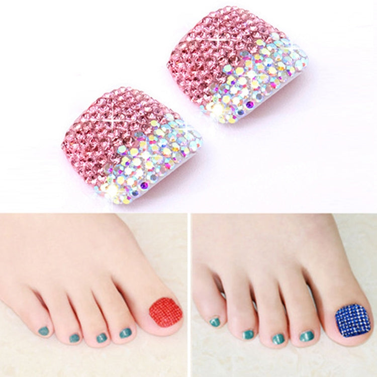 2 PCS Crystal Fake Nail Art Tips Rhinestone Full Cover Toenails Decals Stickers, Series 1-Reluova