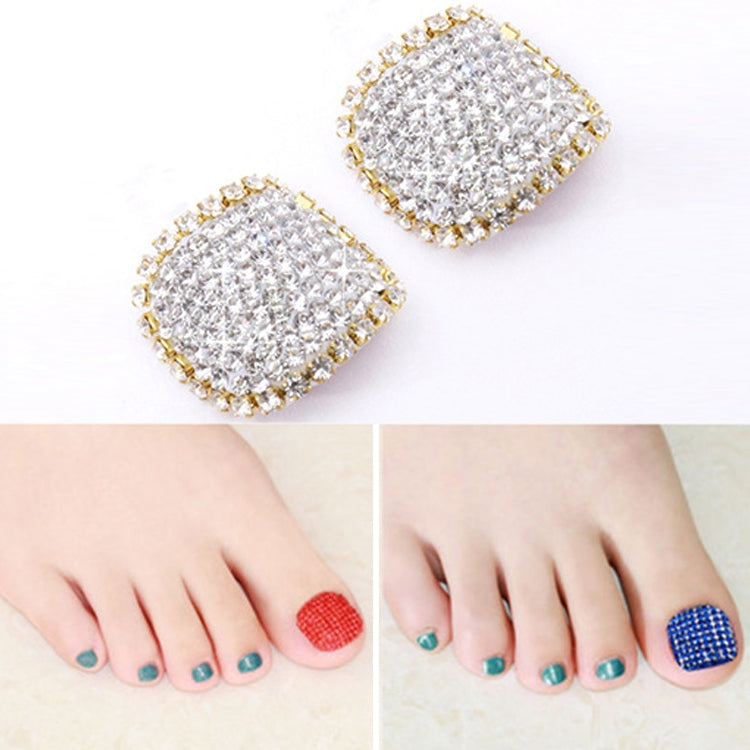 2 PCS Crystal Fake Nail Art Tips Rhinestone Full Cover Toenails Decals Stickers, Series 1-Reluova