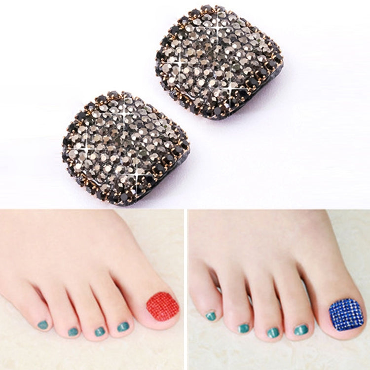 2 PCS Crystal Fake Nail Art Tips Rhinestone Full Cover Toenails Decals Stickers, Series 1-Reluova