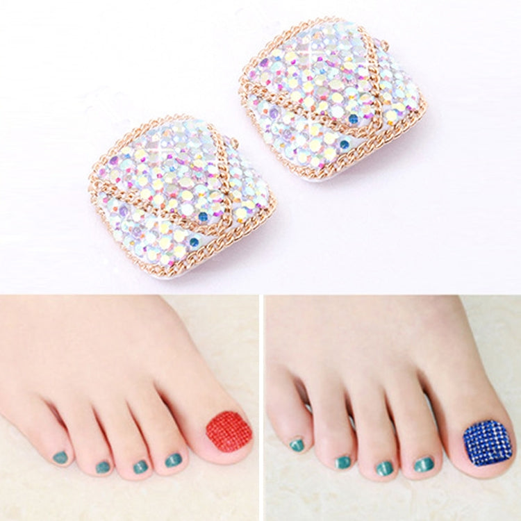 2 PCS Crystal Fake Nail Art Tips Rhinestone Full Cover Toenails Decals Stickers, Series 2-Reluova