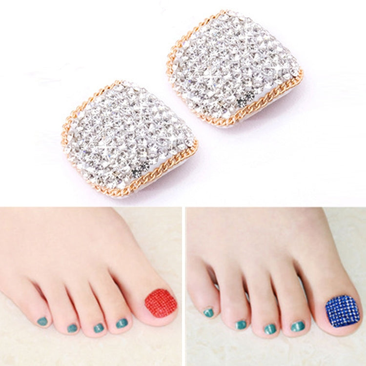 2 PCS Crystal Fake Nail Art Tips Rhinestone Full Cover Toenails Decals Stickers, Series 1-Reluova