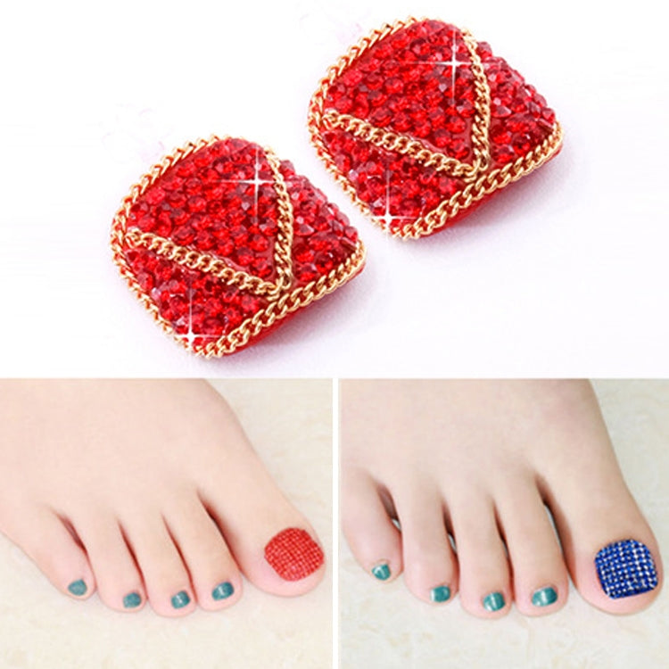 2 PCS Crystal Fake Nail Art Tips Rhinestone Full Cover Toenails Decals Stickers, Series 1-Reluova