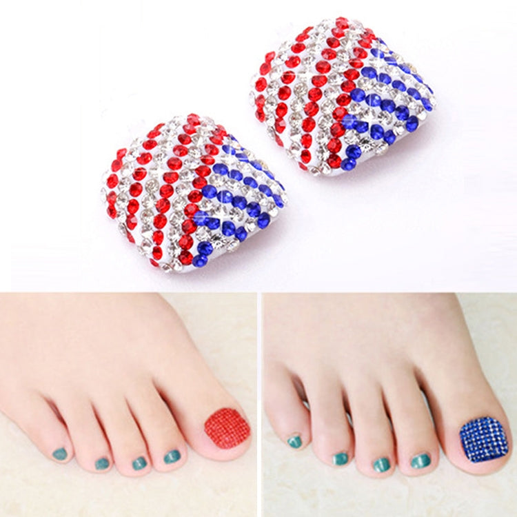 2 PCS Crystal Fake Nail Art Tips Rhinestone Full Cover Toenails Decals Stickers, Series 1-Reluova