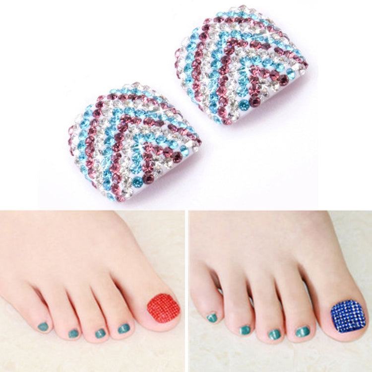 2 PCS Crystal Fake Nail Art Tips Rhinestone Full Cover Toenails Decals Stickers, Series 1-Reluova