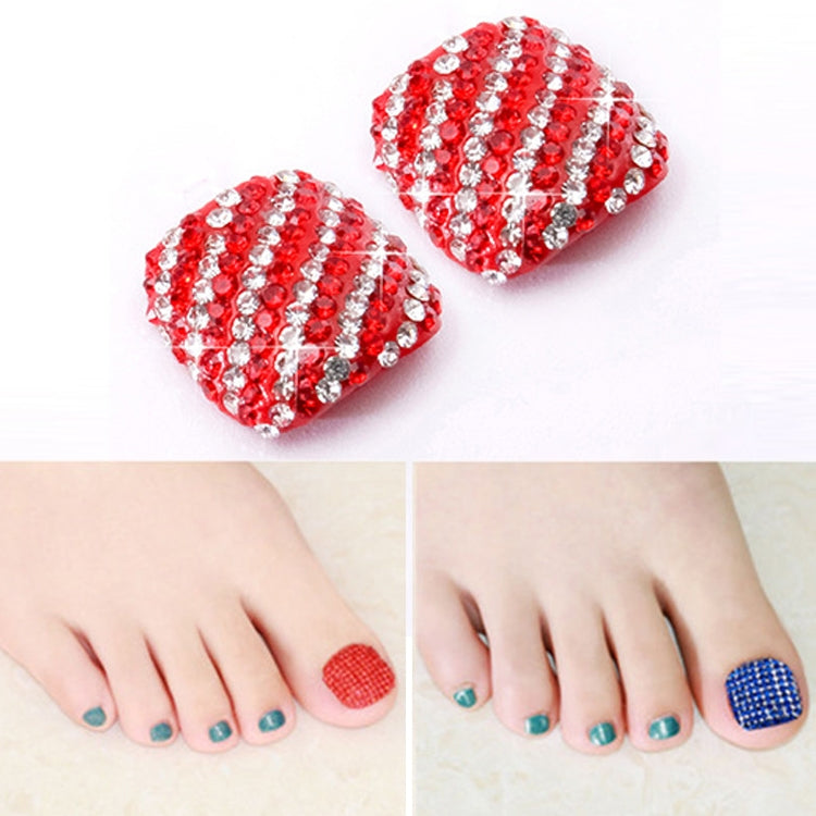 2 PCS Crystal Fake Nail Art Tips Rhinestone Full Cover Toenails Decals Stickers, Series 1-Reluova