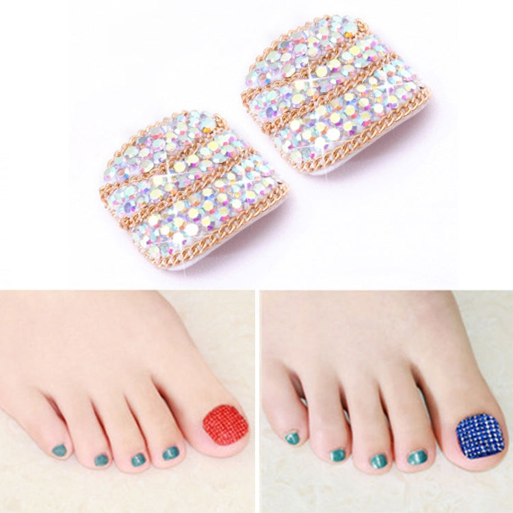 2 PCS Crystal Fake Nail Art Tips Rhinestone Full Cover Toenails Decals Stickers, Series 1-Reluova