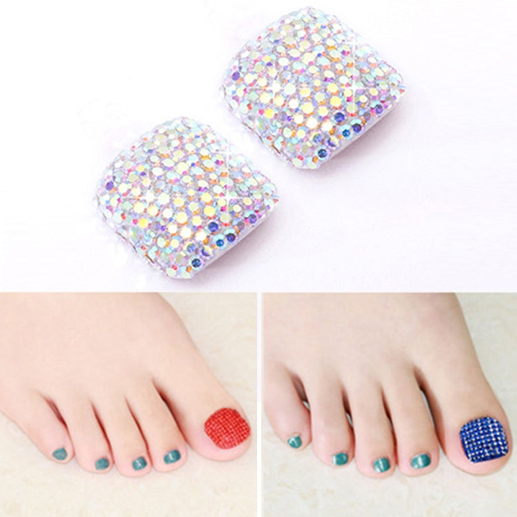 2 PCS Crystal Fake Nail Art Tips Rhinestone Full Cover Toenails Decals Stickers, Series 1-Reluova