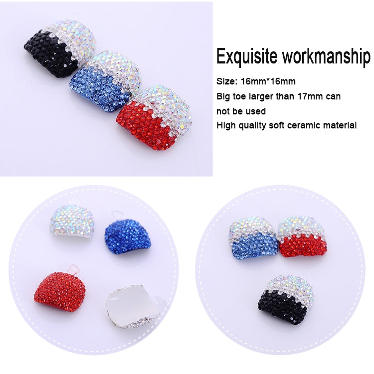 2 PCS Crystal Fake Nail Art Tips Rhinestone Full Cover Toenails Decals Stickers, Series 2-Reluova