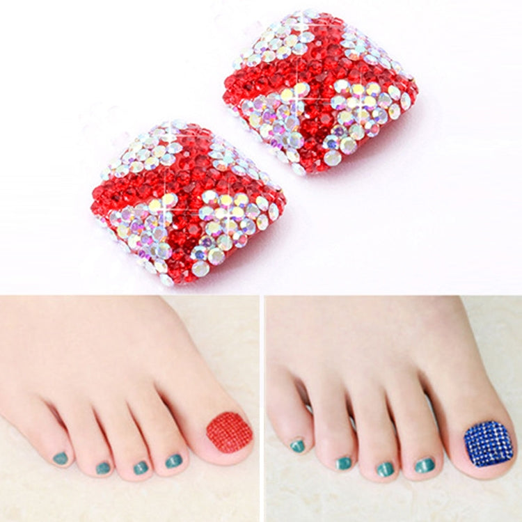 2 PCS Crystal Fake Nail Art Tips Rhinestone Full Cover Toenails Decals Stickers, Series 1-Reluova