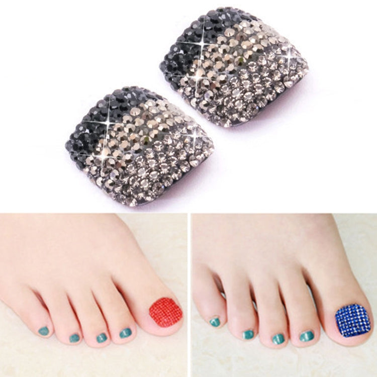 2 PCS Crystal Fake Nail Art Tips Rhinestone Full Cover Toenails Decals Stickers, Series 1-Reluova