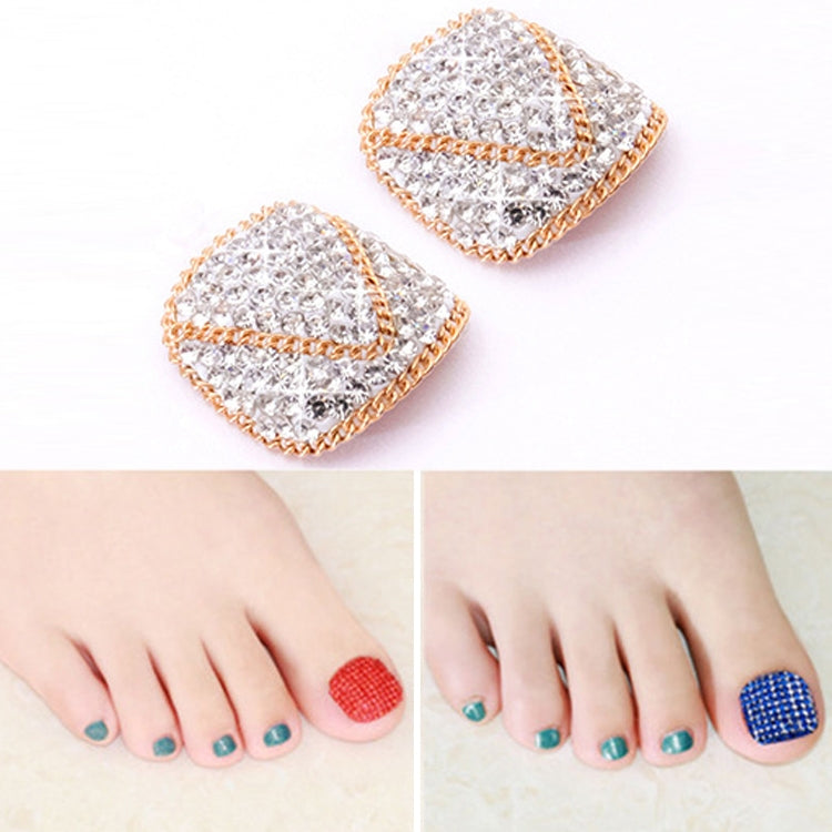 2 PCS Crystal Fake Nail Art Tips Rhinestone Full Cover Toenails Decals Stickers, Series 1-Reluova