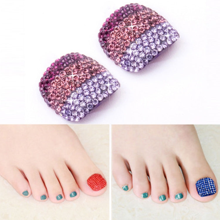 2 PCS Crystal Fake Nail Art Tips Rhinestone Full Cover Toenails Decals Stickers, Series 2-Reluova