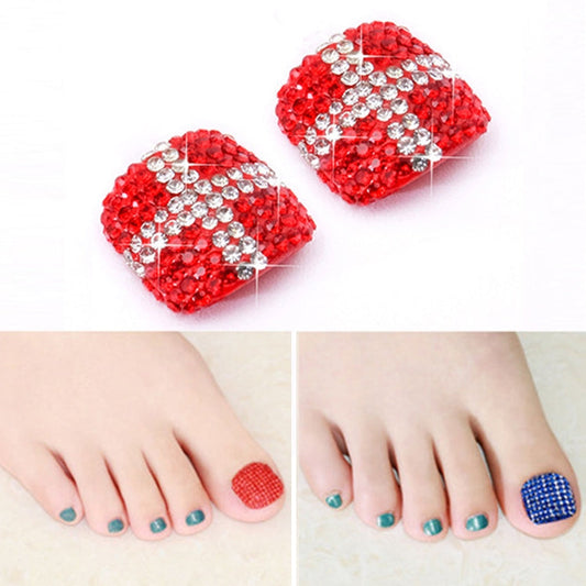 2 PCS Crystal Fake Nail Art Tips Rhinestone Full Cover Toenails Decals Stickers, Series 1