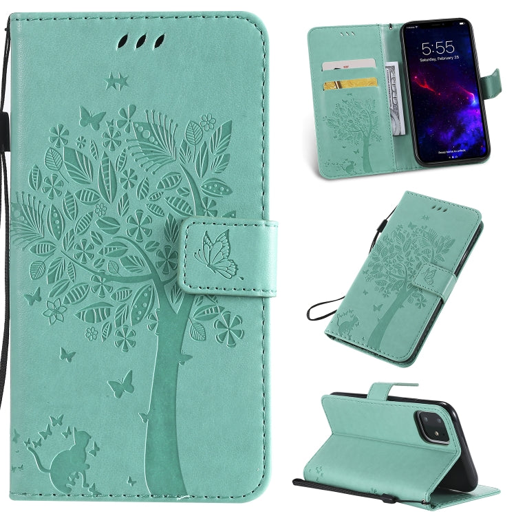 Tree & Cat Pattern Pressed Printing Horizontal Flip PU Leather Case with Holder & Card Slots & Wallet & Lanyard, Series 1 My Store