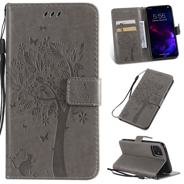 Tree & Cat Pattern Pressed Printing Horizontal Flip PU Leather Case with Holder & Card Slots & Wallet & Lanyard, Series 1 My Store