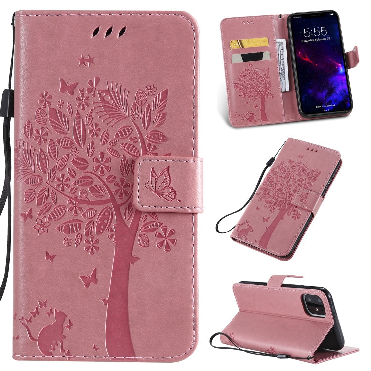 Tree & Cat Pattern Pressed Printing Horizontal Flip PU Leather Case with Holder & Card Slots & Wallet & Lanyard, Series 1 My Store