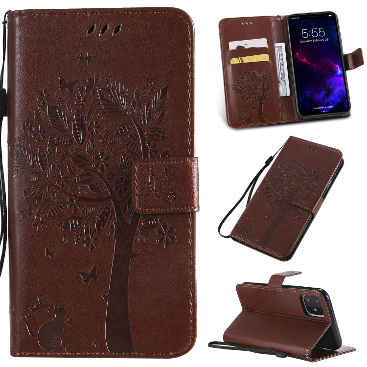 Tree & Cat Pattern Pressed Printing Horizontal Flip PU Leather Case with Holder & Card Slots & Wallet & Lanyard, Series 1 My Store