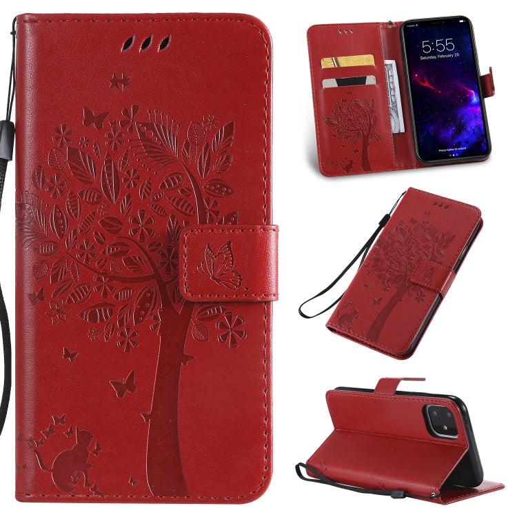 Tree & Cat Pattern Pressed Printing Horizontal Flip PU Leather Case with Holder & Card Slots & Wallet & Lanyard, Series 1 My Store